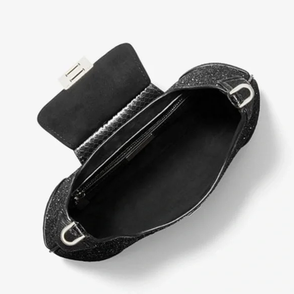 Michael Kors Collection Bancroft Medium Glitter and Snakeskin Shoulder Bag - Picture 4 of 15